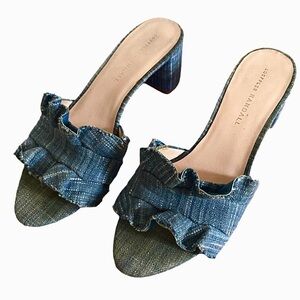 Loeffler Randall Blue Jean Denim Vera Mules (US 7/EU37) Low Heel Slides Sandals